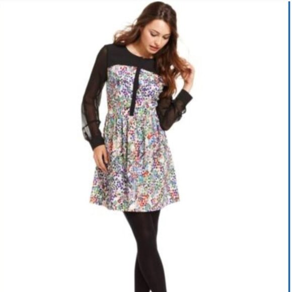 Kensie Long -sleeved printed chiffon dress NWT XL - Picture 3 of 5